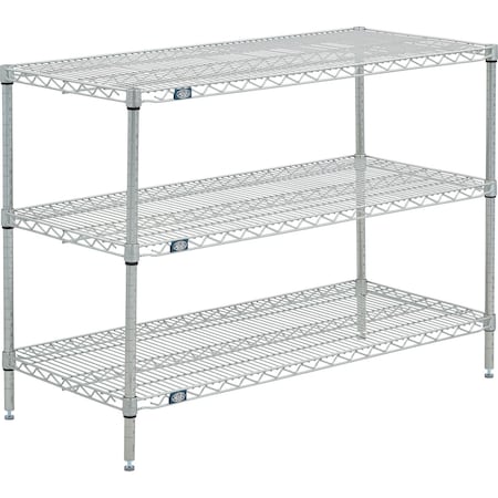 Nexel 3 Shelf, Poly-Z-Brite Wire Shelving Unit, Starter, 42inW x 24inD x 34inH B3152366
